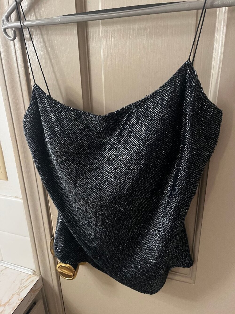 Randolph Duke Vintage Y2K Navy Blue Beaded Camisole Built-in Bra Size 8 - Picture 14 of 16